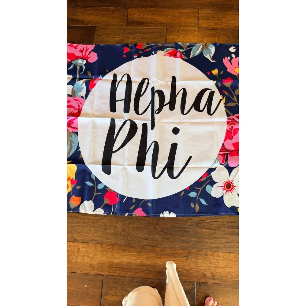 Alpha Phi Sorority Floral Flag 3'x5' Banner Greek Life Dorm Decor Navy OS Multi
